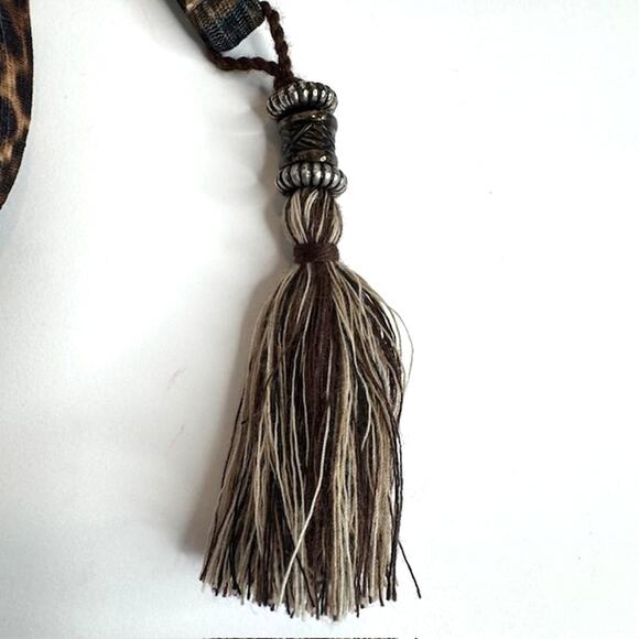 BECCA Women's Leopard Triangle Tassel Bikini Top, Swimwear Separates - Picture 6 of 13